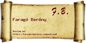 Faragó Berény névjegykártya